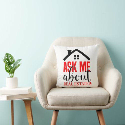 Realtor Real Estate Agent Red Black Home Broker Throw Pillow