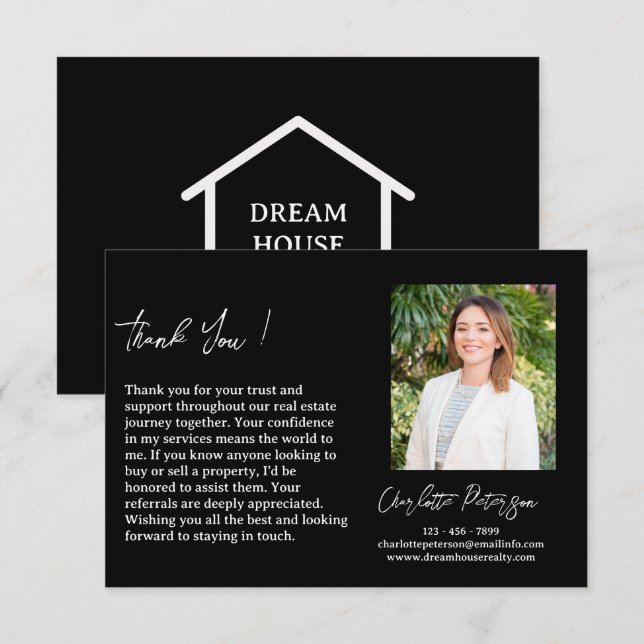 Realtor Real Estate Agent Referral &  Thank You Card (Front/Back)