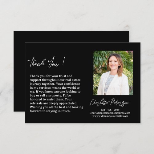 Realtor Real Estate Agent Referral   Thank You Card