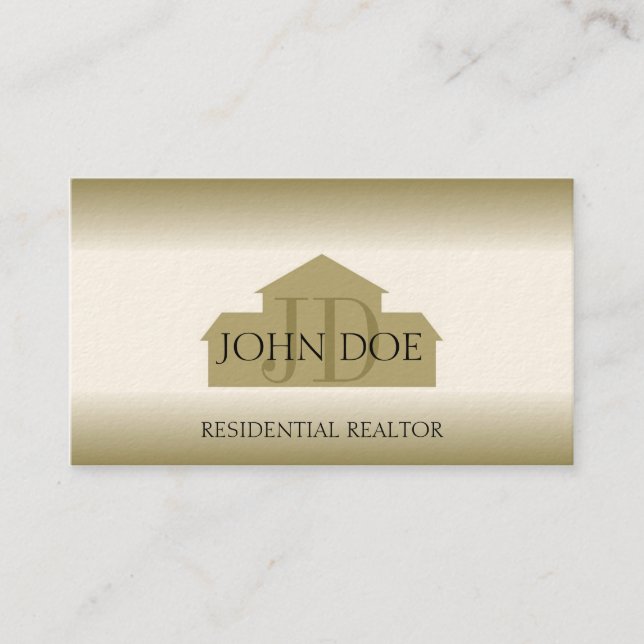 Realtor Real Estate Broker Agent Gold House Fade Business Card (Front)
