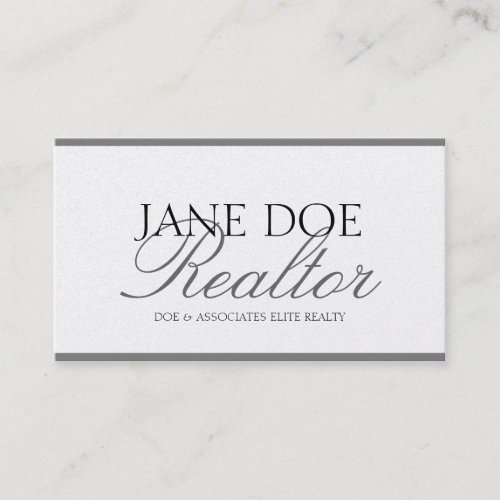 Realtor Real Estate Broker Sales Silver Script Plt Business Card