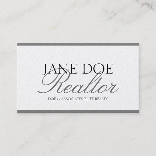 Customizable Realtor Real Estate Broker Sales Silver Script Plt Business Card