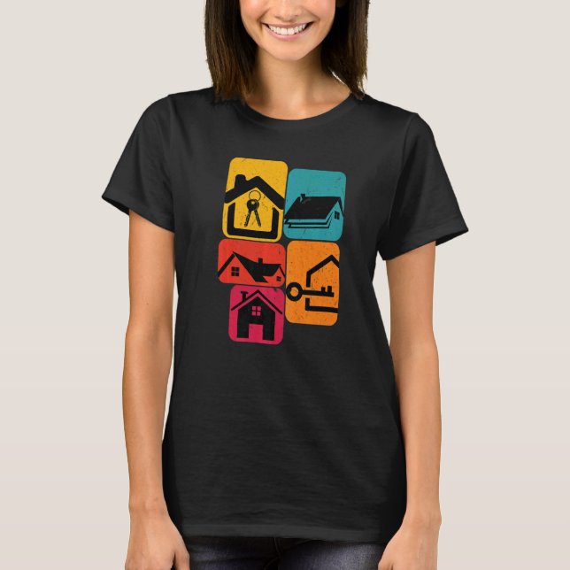 Realtor Real Estate House Retro T-Shirt (Front)