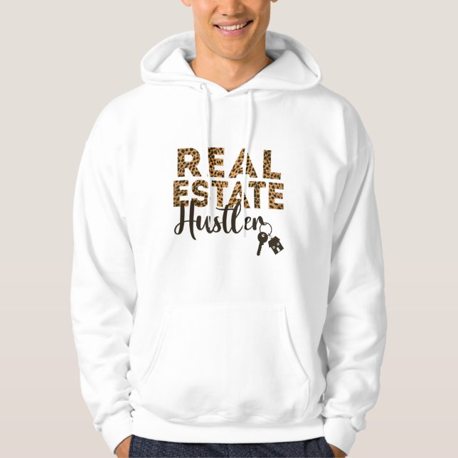 Realtor Real Estate Hustler Leopard Cheetah Hoodie (Front)