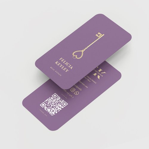 Realtor Real Estate Monogram Modern Dusty Purple Business Card