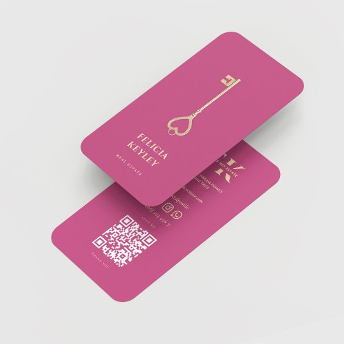 Realtor Real Estate Monogram Modern Pink Business Card