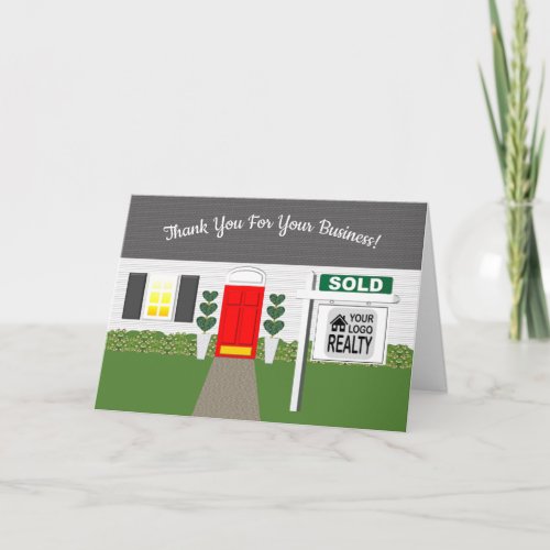 Realtor Red Door Sold Sign Thank You Card