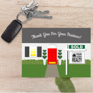 Realtor Red Door Sold Sign Thank You Card