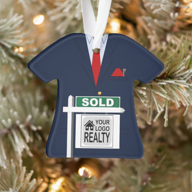 Realtor Red Tie Sold Sign Personalized Ornament (Tree)