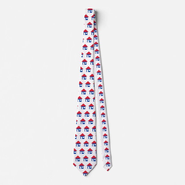 Realtor Red White Blue House Neck Tie (Front)