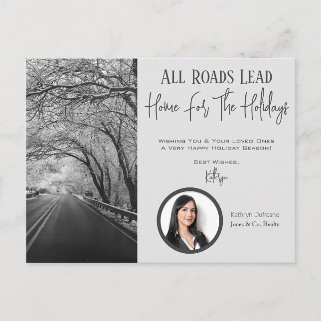 Realtor Roads Lead Home Holiday Greetings Postcard (Front)