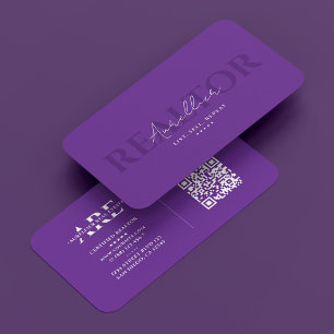 Realtor Royal Purple Real Estate Monogram Modern Business Card