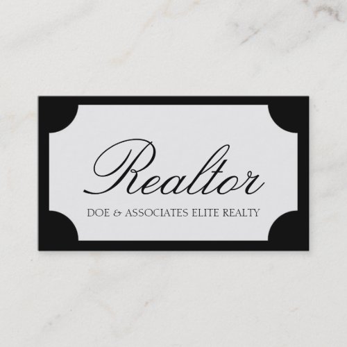 Realtor Script Black/White Plaque Business Card Template