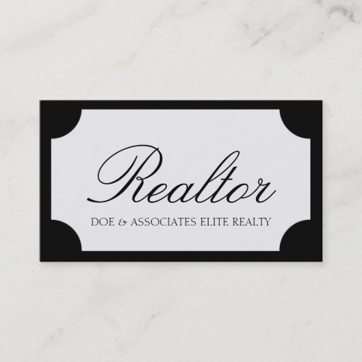 Customizable Realtor Script Black/White Plaque Business Card Template