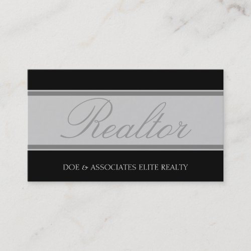Realtor Script Silver Banner Business Card Template