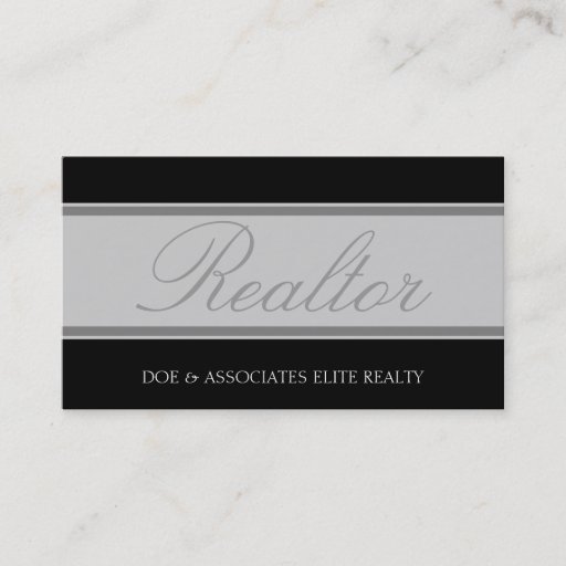 Customizable Realtor Script Silver Banner Business Card Template