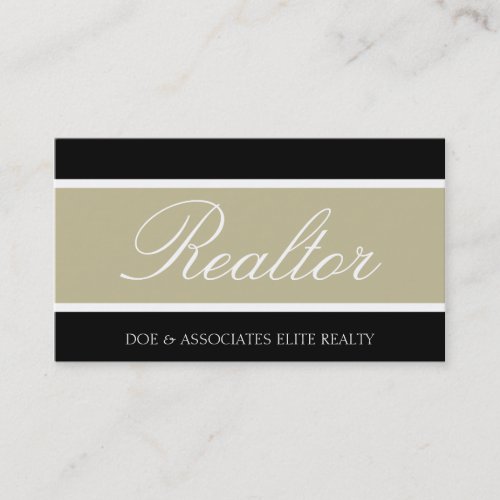 Realtor Script Tan Banner Business Card Templates