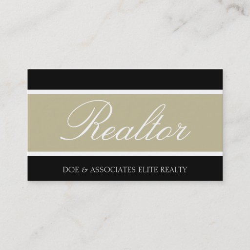 Customizable Realtor Script Tan Banner Business Card Templates