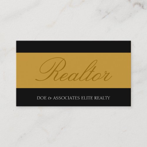 Realtor Script Yellow Gold Banner Business Card Template