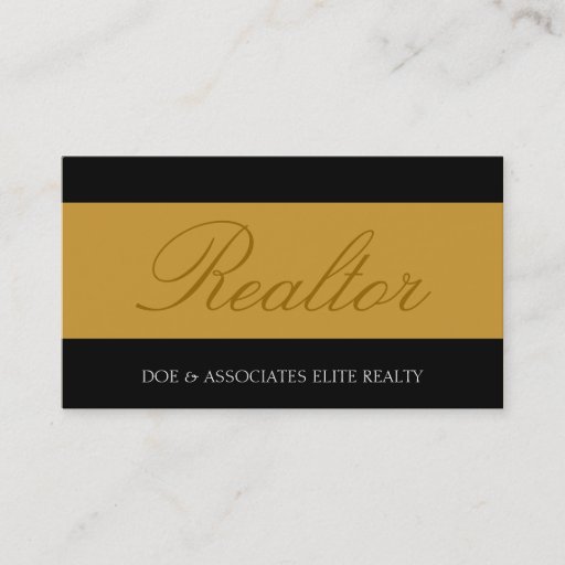 Customizable Realtor Script Yellow Gold Banner Business Card Template