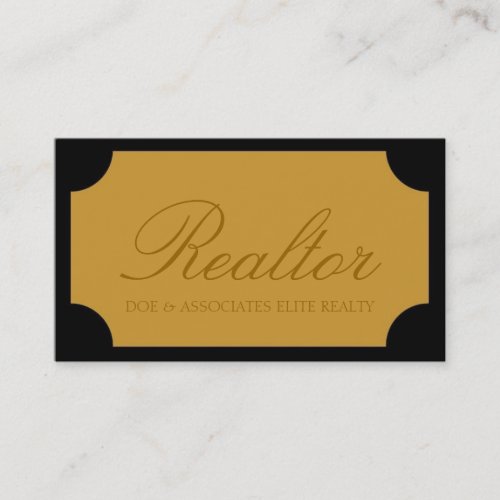 Realtor Script Yellow Gold Plaque Business Cards