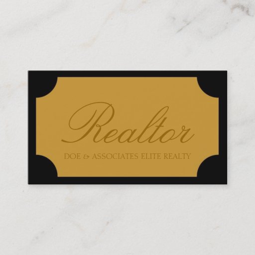 Customizable Realtor Script Yellow Gold Plaque Business Cards