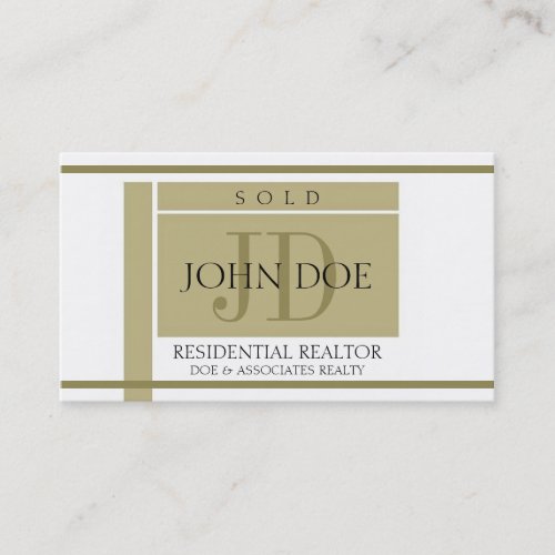 Realtor Sign Gold Stripes W/W Business Cards