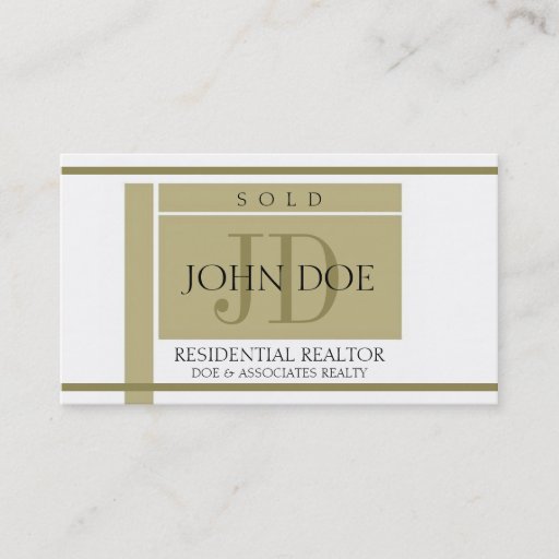 Customizable Realtor Sign Gold Stripes W/W Business Cards
