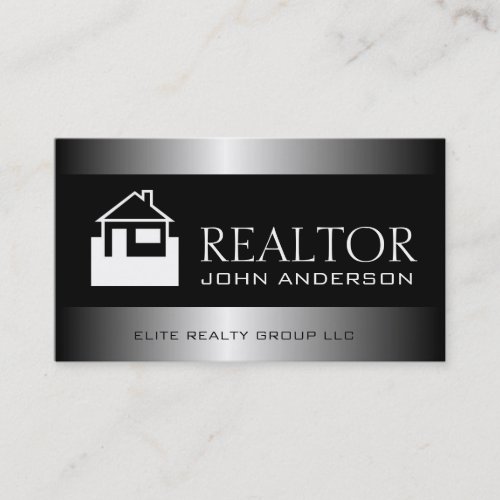Realtor Silver Metal Metallic Border Business Card Templates