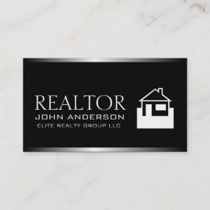 Realtor Silver Metal Metallic Border Business Card