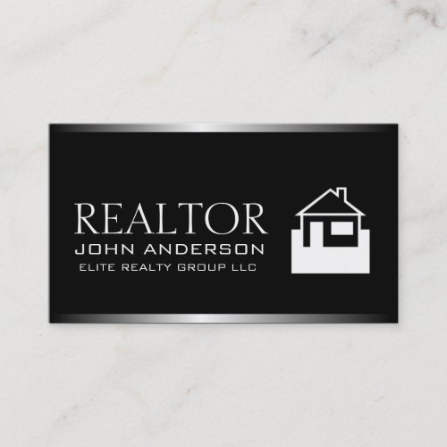 Realtor Silver Metal Metallic Border Business Card Templates