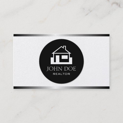 Realtor Silver Metal Metallic Border Business Cards
