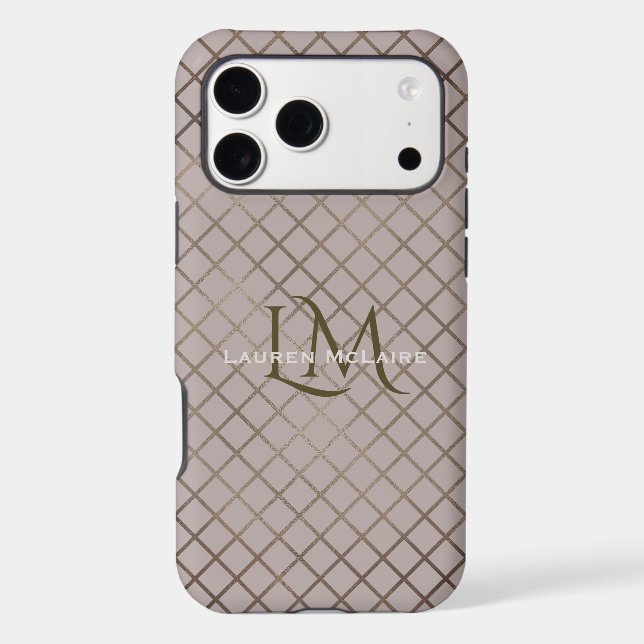 Realtor Taupe Monogram Gold Details Case-Mate iPhone Case (Back)