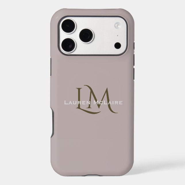 Realtor Taupe Monogram Minimalist Case-Mate iPhone Case (Back)