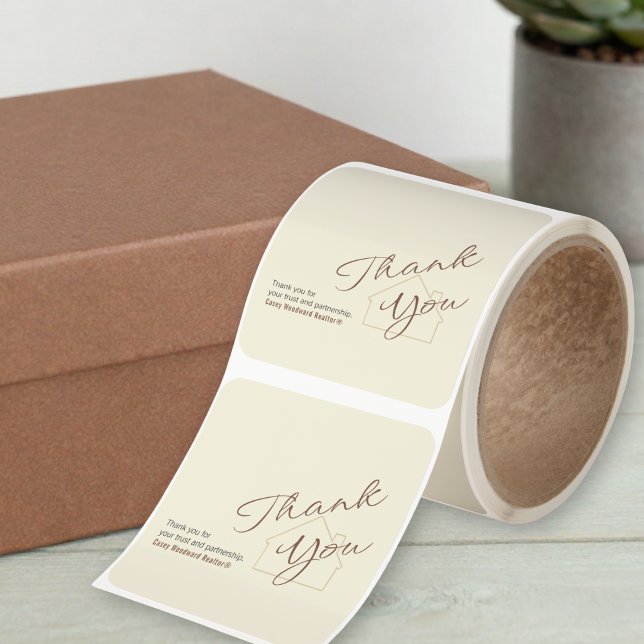  Realtor Thank You Minimalist Script Custom Roll  Square Sticker (Creator Uploaded)
