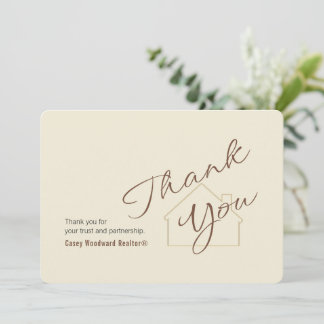 Realtor to Clients | Minimalist Script Thank You  Card