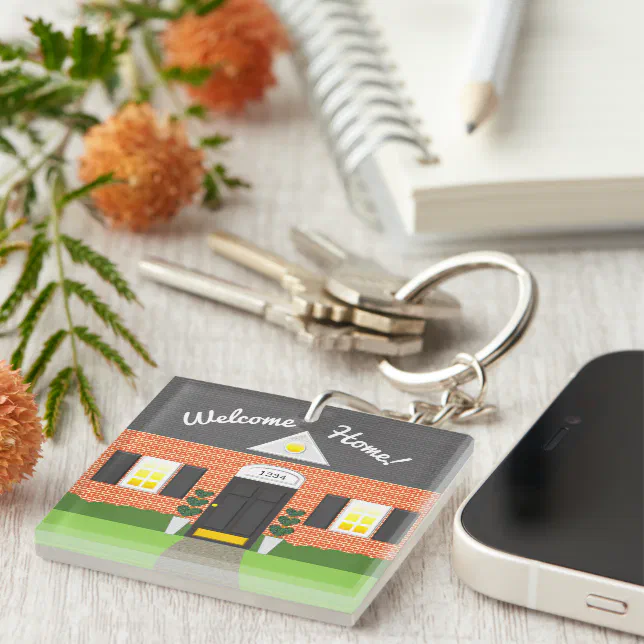 Realtor Welcome Home Brick New Home Keychain | Zazzle