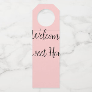 Realtor welcome home housewarming add your name te bottle hanger tag