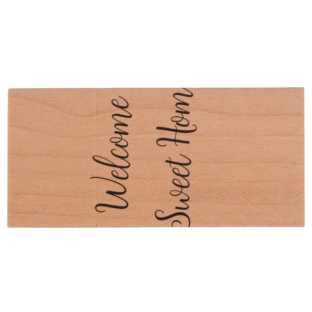 Realtor welcome home housewarming add your name te wood flash drive (Back)
