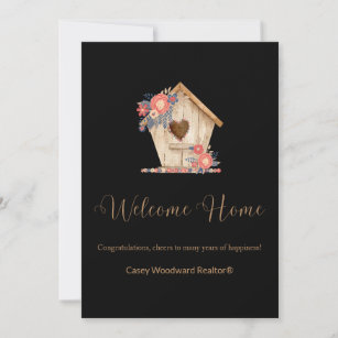 Realtor Welcome Home Personalized in Black Color  Holiday Card