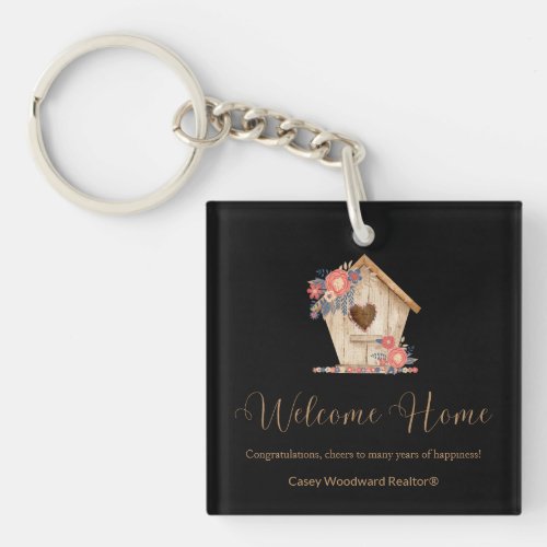 Realtor Welcome Home Personalized in Black Color  Keychain