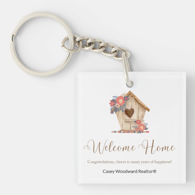 Realtor Welcome Home Personalized Keychain (Front)