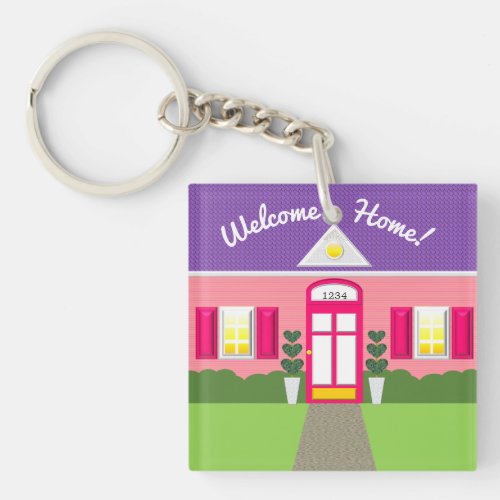 Realtor Welcome Home Pink New Home Keychain