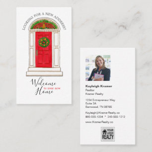 Realtor Welcome Home Red Door Photo Business Card