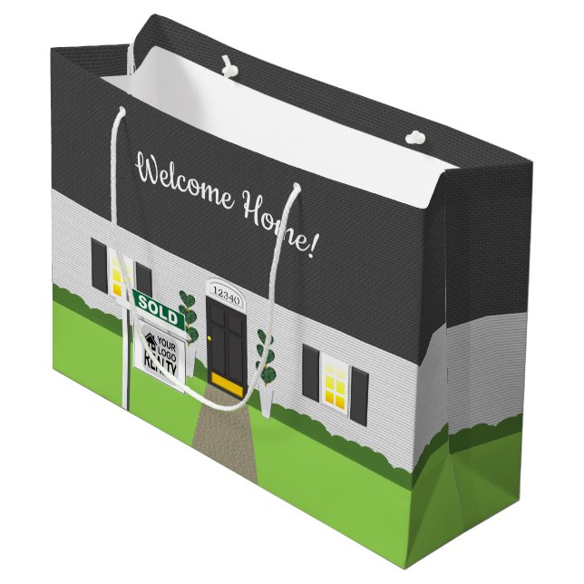 Realtor Welcome Home Sold Sign Large Gift Bag (Front Angled)