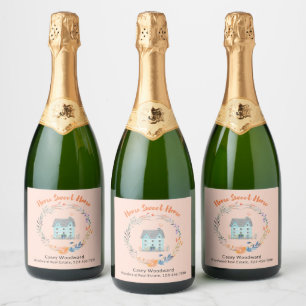 Realtor Welcome Home Sweet Home New Homeowner Sparkling Wine Label
