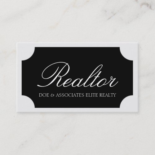 Realtor White Script /Black Plaque Business Card Templates