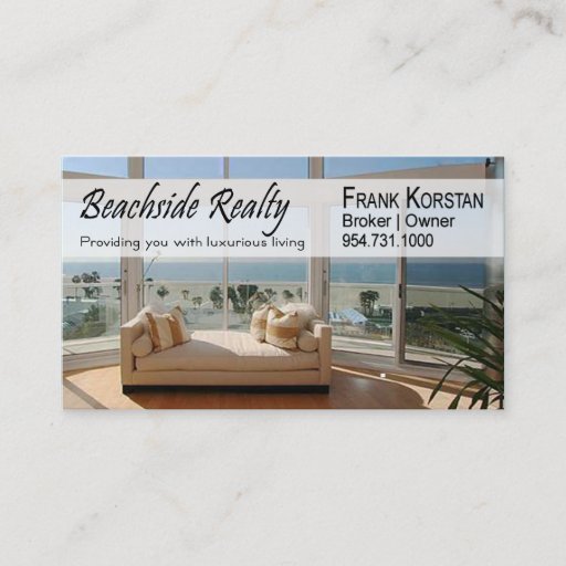 Customizable Realtors, Real Estate, Home Stagers, Beachfront Business Card Templates
