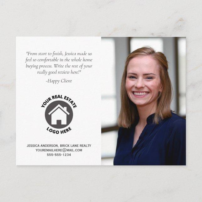 Realty Client Review Contact Info Photo  Postcard (Front)