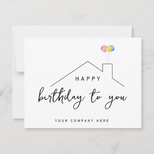 Realty Happy Birthday House Balloons  Card